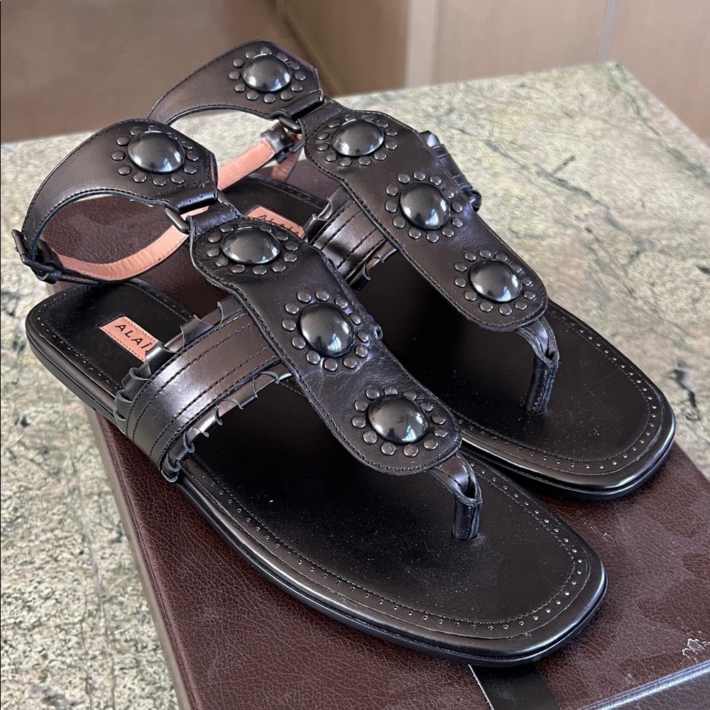 Alaia Black Embellished Men's Sandals